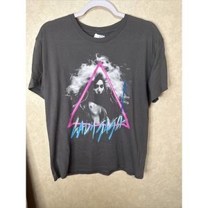Nwt Lady Gaga Women Top Large Gray T-Shirt Logo Graphic Short Sleeve Tshirt